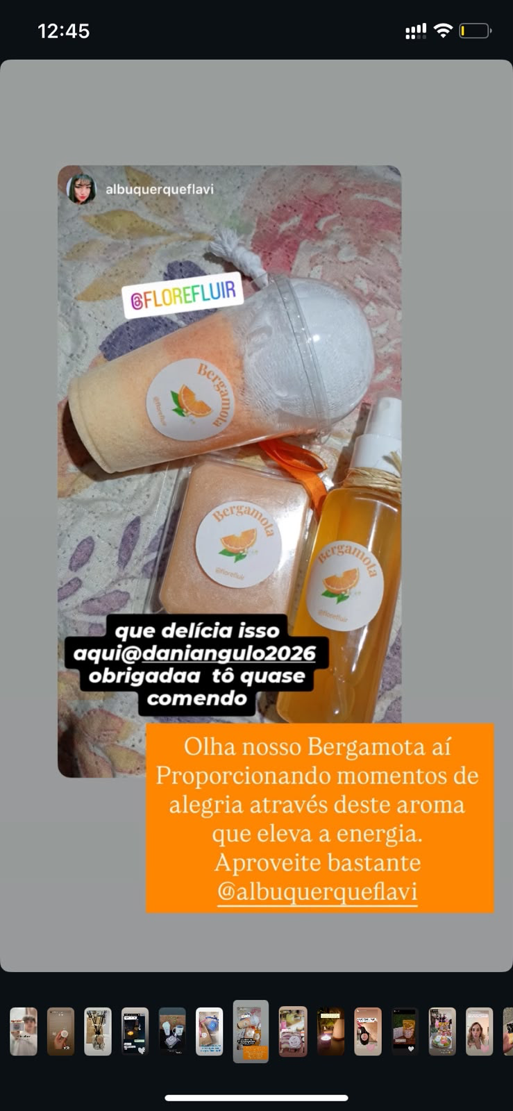Cliente elogia o kit de bergamota.