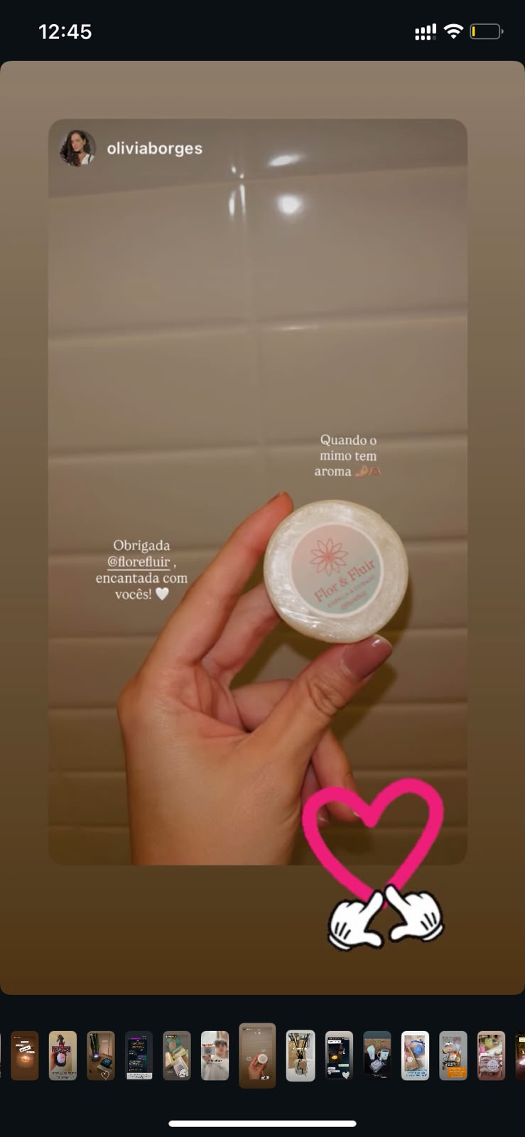 Cliente agradece o sabonete e diz estar encantada.